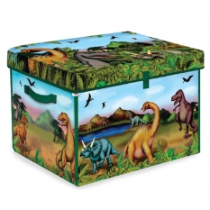 Podrá tener sus dinosaurios bien guardados en la caja y luego, sólo bajando las cremalleras jugará en un paisaje sacado de parque jurásico